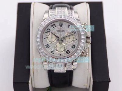 R7 Factory Swiss Replica Rolex Cosmograph Daytona Paved Diamond Dial with Arabic Numerals Watch